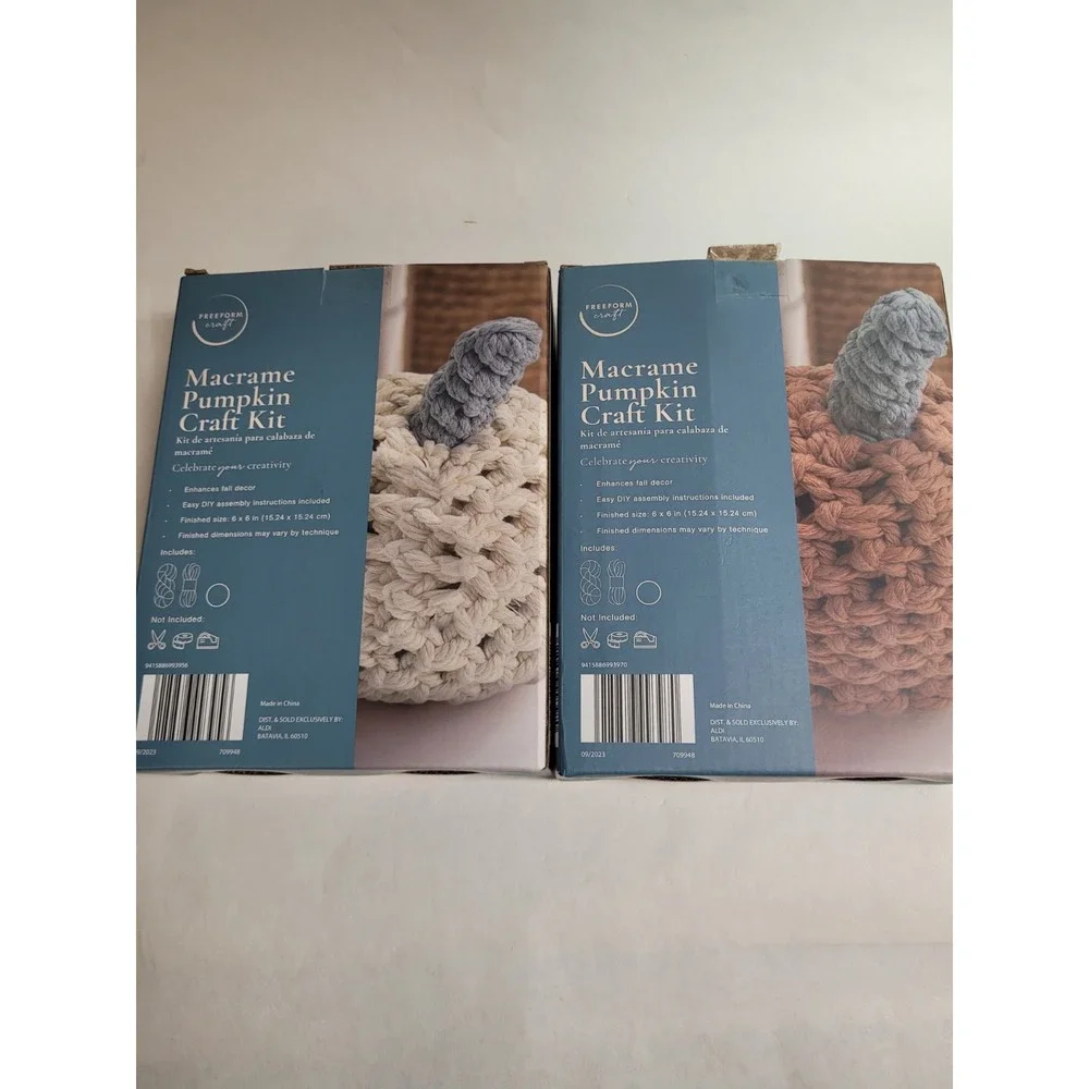 Freeform Macrame Pumpkin Craft Kit Fall Decor Beginner Friendly,‎ set of 2 Aldis